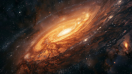 Wall Mural - spiral galaxy with blue and orange tones