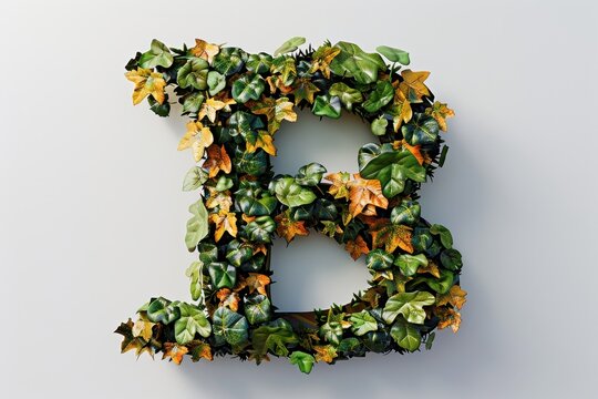 The letter B is made of green plants