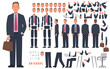 © tynyuk - Businessman character constructor. Set of different positions of arms and legs for the animation of a businessman, DIY set. Vector illustration