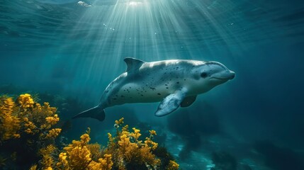 Endangered Vaquita Porpoise in Colorful Underwater World: A Marine Mammal on the Brink of Extinction