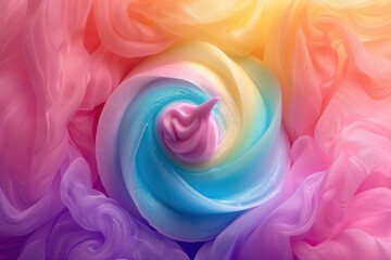 Canvas Print - A swirl of colorful frosting with a rainbow design