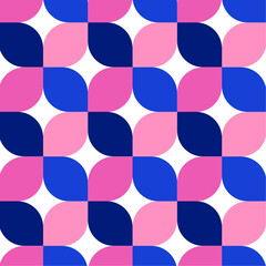 Wall Mural - seamless pattern with colorful leaves isolated on white.bauhaus geometric repeat pattern in blue and