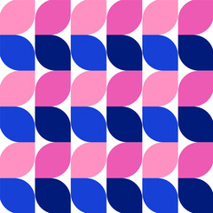 Wall Mural - seamless pattern with colorful leaves isolated on white.bauhaus geometric repeat pattern in blue and