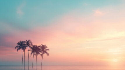 Wall Mural - A beautiful sunset with a palm tree in the foreground