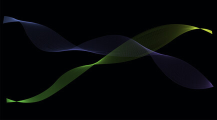 Fototapete - abstraction black background wave colored lines