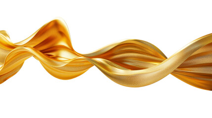 Wall Mural - Elegant gold wave ribbon on transparent background. Ideal for luxurious designs.