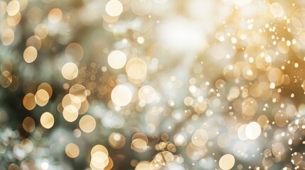 Poster - Abstract blurry cream color background with soft festival lights and white bokeh, perfect for an elegant and festive atmosphere