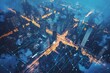 © yanlong - The Internet of Things in Urban Landscapes: A Network of Glowing Paths and Data Nodes Interconnecting Major U.S. Cities in a Digital Web