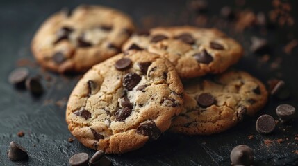 Wall Mural - Cookies on a black background