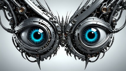 Wall Mural - Close up of a mechanical eye with intricate details.