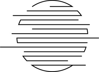 Wall Mural - decorative geometric striped black outlined sun. abstract retro illustration design.
