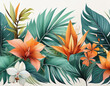© Ranta Images - Palm Leaves and Exotic Flowers in a Seamless Border for Design Projects