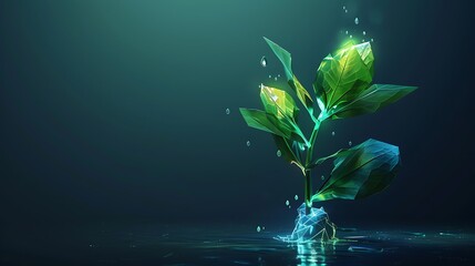 Wall Mural - natural green plants with digital connection network conceptual for sustainable natural ecosystem in