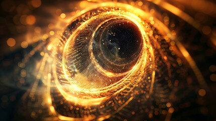 Wall Mural - abstract golden spiral circle vortex sparkling particles glittering particles shining rotating textu