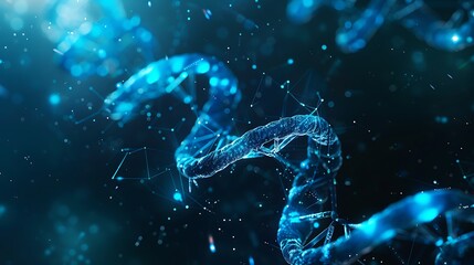Poster - Abstract DNA Helix with sparkling Digital Futuristic Light Particles for Molecular Biology Genome Concept or Genetic Data Analysis.