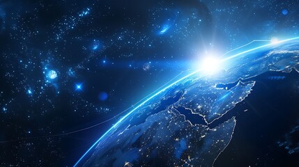Wall Mural - view of planet earth from space for cosmic science knowledge concept.