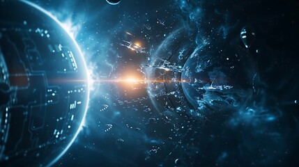 Wall Mural - view of planet earth from space for cosmic science knowledge concept.