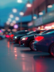 Abstract background of blurred new cars dealership place. Generative AI