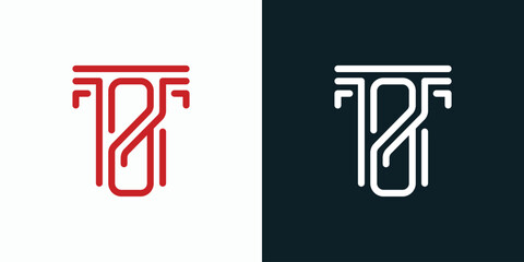 Wall Mural - T&T initial line vector logo design with modern, simple, clean and abstract style.