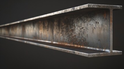 A close-up of a rusty steel beam, showcasing its industrial texture and structure.