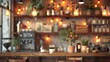© Johannes - This stunning coffee shop photograph featuring a cozy shelf and table setup, perfect for a cafe or restaurant decor. The bokeh effect in the background adds a touch of magic to the scene
