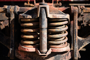 rusty old suspension spring shock coils engine train brown industrial mechanical