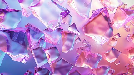 Wall Mural - Iridescent Crystal Fragments on Gradient Background