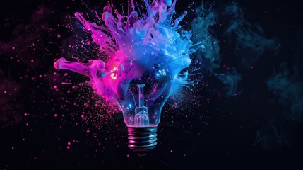 Sticker - Lightbulb Explosion in Blue and Pink Ink