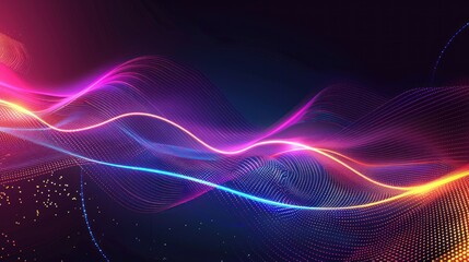 Sticker - Abstract colorful swirling wave of light with a purple and pink hue background