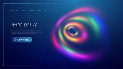 Poster - Warp tunnel speed of light technology background. Neon light futuristic beams. Warp drive vector background.