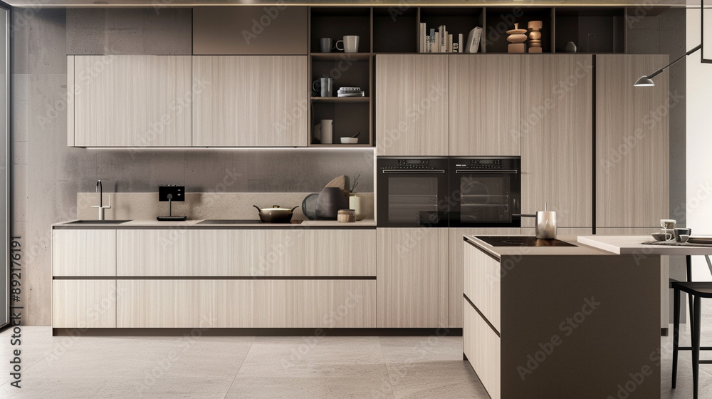 modern kitchen interiors featuring sleek cabinetry, minimalist designs