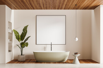 Wall Mural - Modern bathroom with blank canvas on wall. 3D Rendering