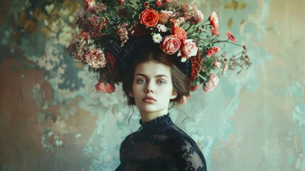 Canvas Print - A woman with a flower crown on her head