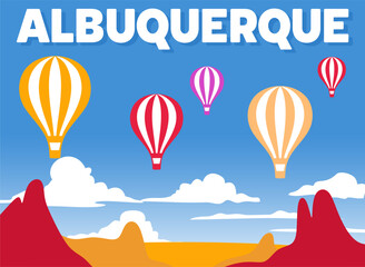 Sticker - albuquerque new mexico with hot air balloon silhouettes and beautiful views