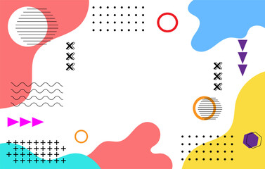 Colorful abstract pop art paint splash pattern Background With Memphis Style And Geometric Shaped