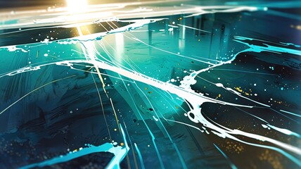 Aufkleber - Abstract blue green background with rays