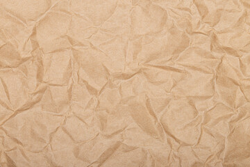 Wall Mural - Brown wrinkle recycle paper background, Brown Craft crumpled paper, cardboard background.