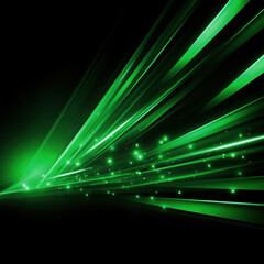 Wall Mural - Elegant Waves of Green Light Forming a Sleek and Modern Abstract Design on a Dark Background