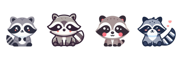 Poster - cute raccoon vector