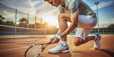 young man playing tennis on the court