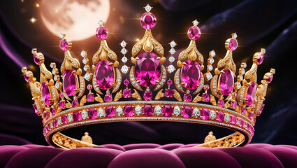 Vibrant magic princess tiara background.geneative ai