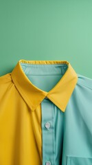 Wall Mural - A shirt with a yellow and blue collar is shown