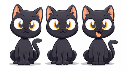 Naklejka na meble Delightful black cat illustrations showcase playful poses, adding charm and whimsy to any design project or art collection.