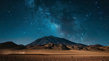 A breathtaking view of the starry night sky over mountains in the Bolivian desert, showcasing the vastness of the universe.