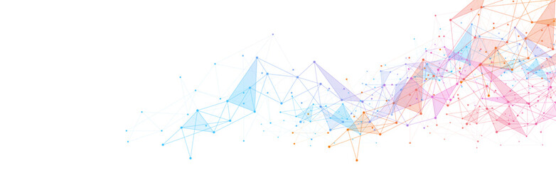 Sticker - Geometric connected background. Connecting dots and lines. Global network connection. Banner template for technology.