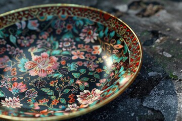 Poster - A colorful plate sitting on the ground