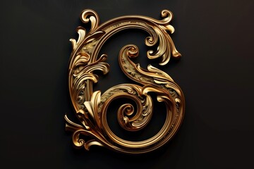 Poster - A golden letter S on a black background