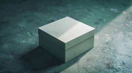 Poster - A small white box sits on a plain cement floor
