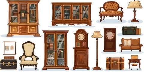 Poster - A collection of antique furniture and accessories, perfect for setting a nostalgic atmosphere