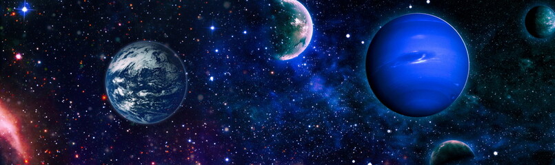 Wall Mural - earth and galaxies in space. design fantasy. blue sunrise.elements of this image furnished by nasa.